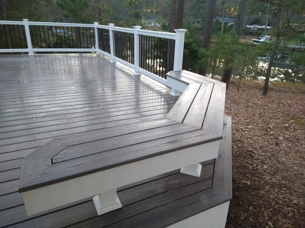 Deck with built-in bench, Hampton Roads VA